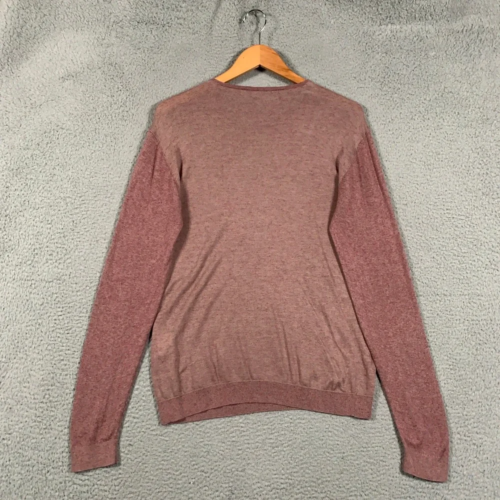 John Varvatos Collection Silk Linen Henley Sweater Shirt Mens Medium Plum Mauve